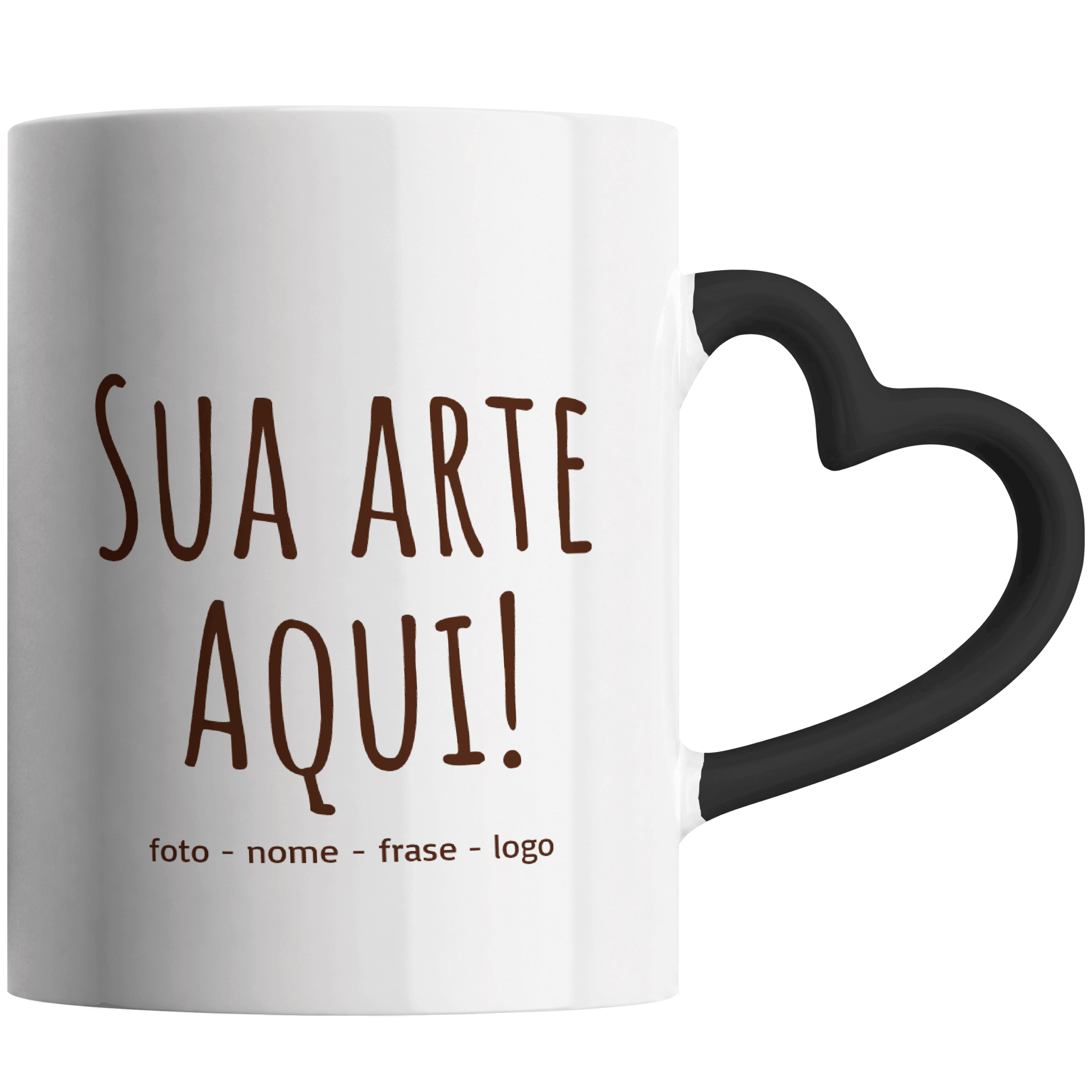 Caneca Personalizada 325ml Alça Coração, Interior Colorido Diversas Cores1