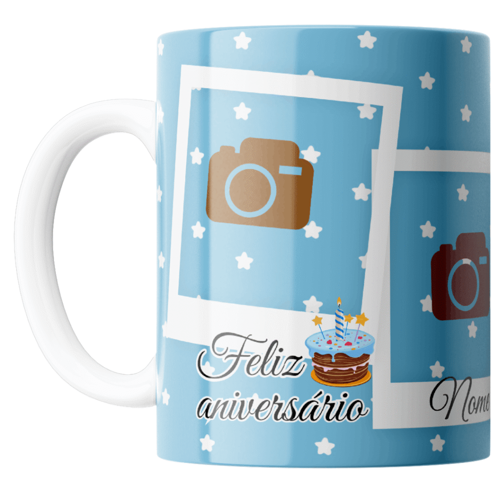 Caneca Primo Mensagem de Aniversário Especial com fotos e nome1