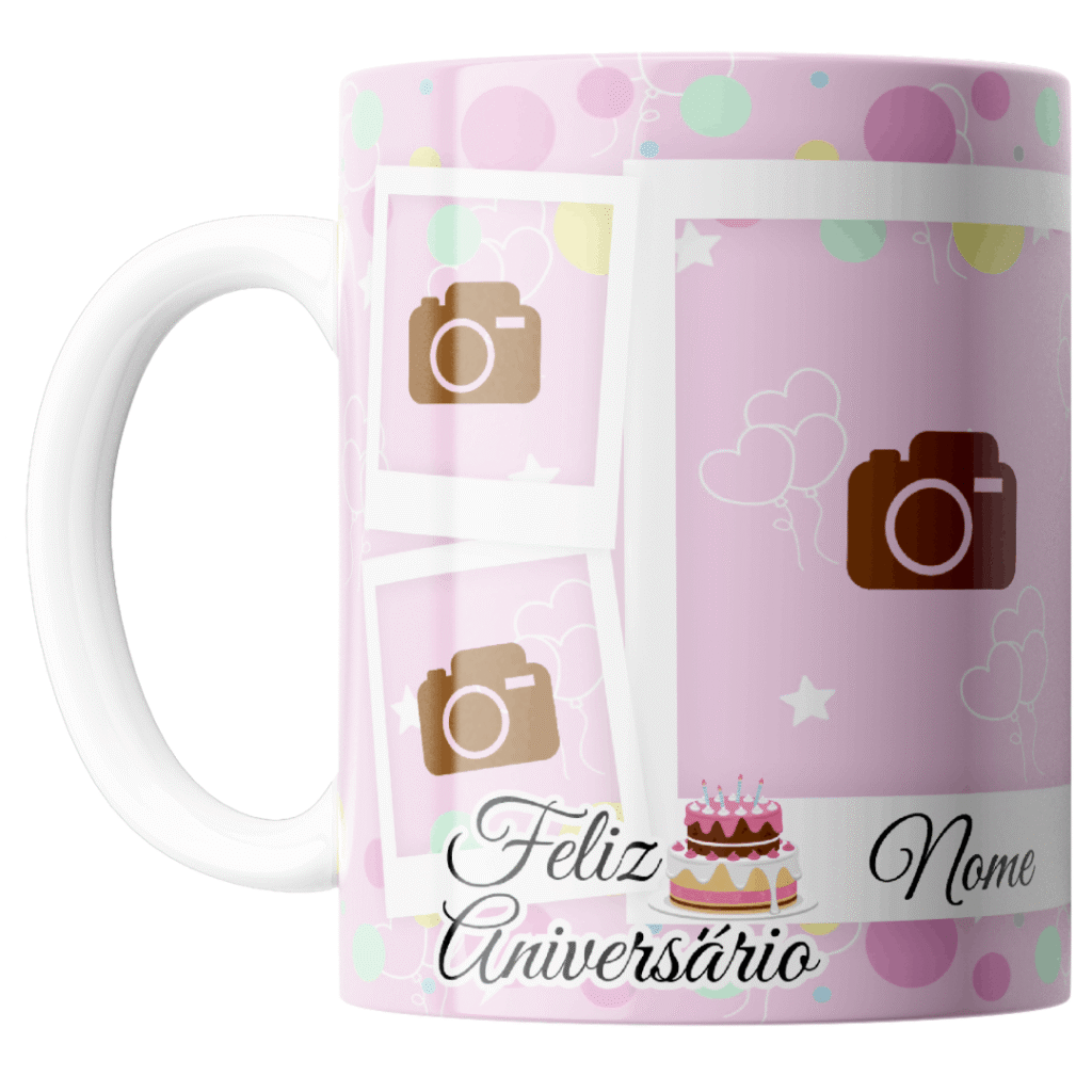 Caneca Tia Presente Especial de Aniversário com fotos e nome